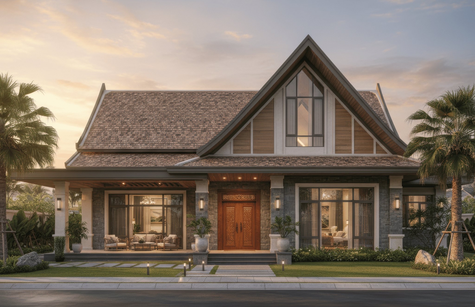 45+ Mẫu nhà mái thái 1 tầng 3 phòng ngủ đẹp, hiện đại ở Việt Nam