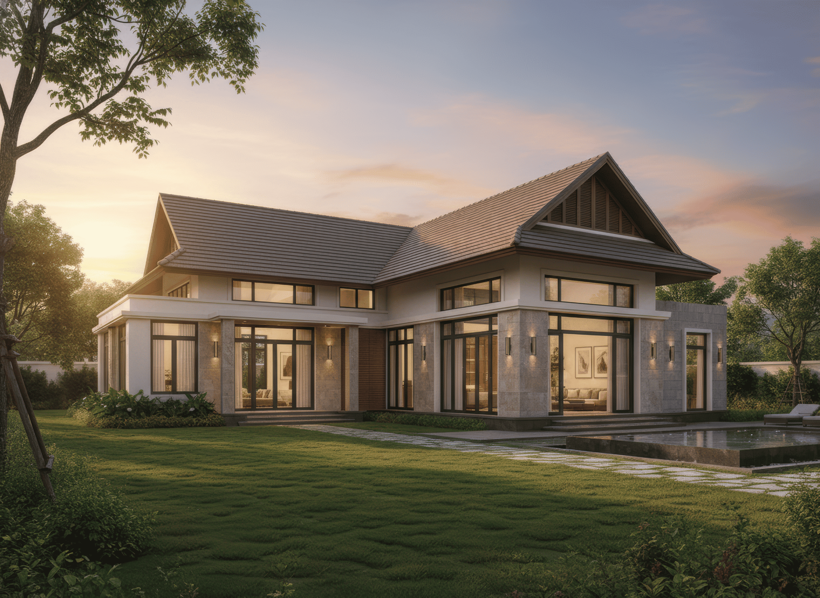 45+ Mẫu nhà mái thái 1 tầng 3 phòng ngủ đẹp, hiện đại ở Việt Nam