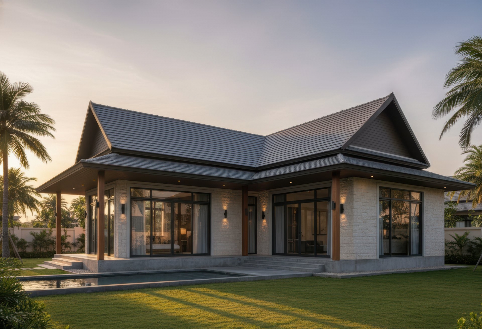 45+ Mẫu nhà mái thái 1 tầng 3 phòng ngủ đẹp, hiện đại ở Việt Nam