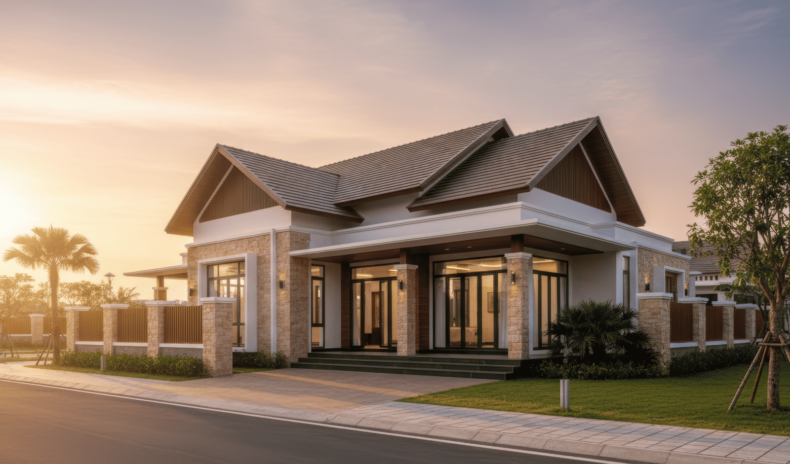 45+ Mẫu nhà mái thái 1 tầng 3 phòng ngủ đẹp, hiện đại ở Việt Nam