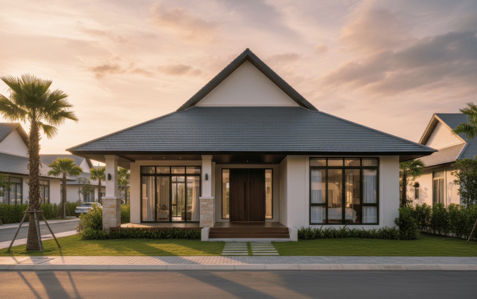 45+ Mẫu nhà mái thái 1 tầng 3 phòng ngủ đẹp, hiện đại ở Việt Nam