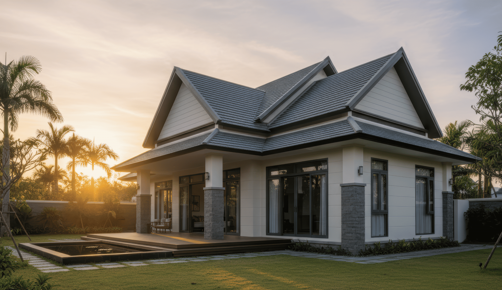 45+ Mẫu nhà mái thái 1 tầng 3 phòng ngủ đẹp, hiện đại ở Việt Nam