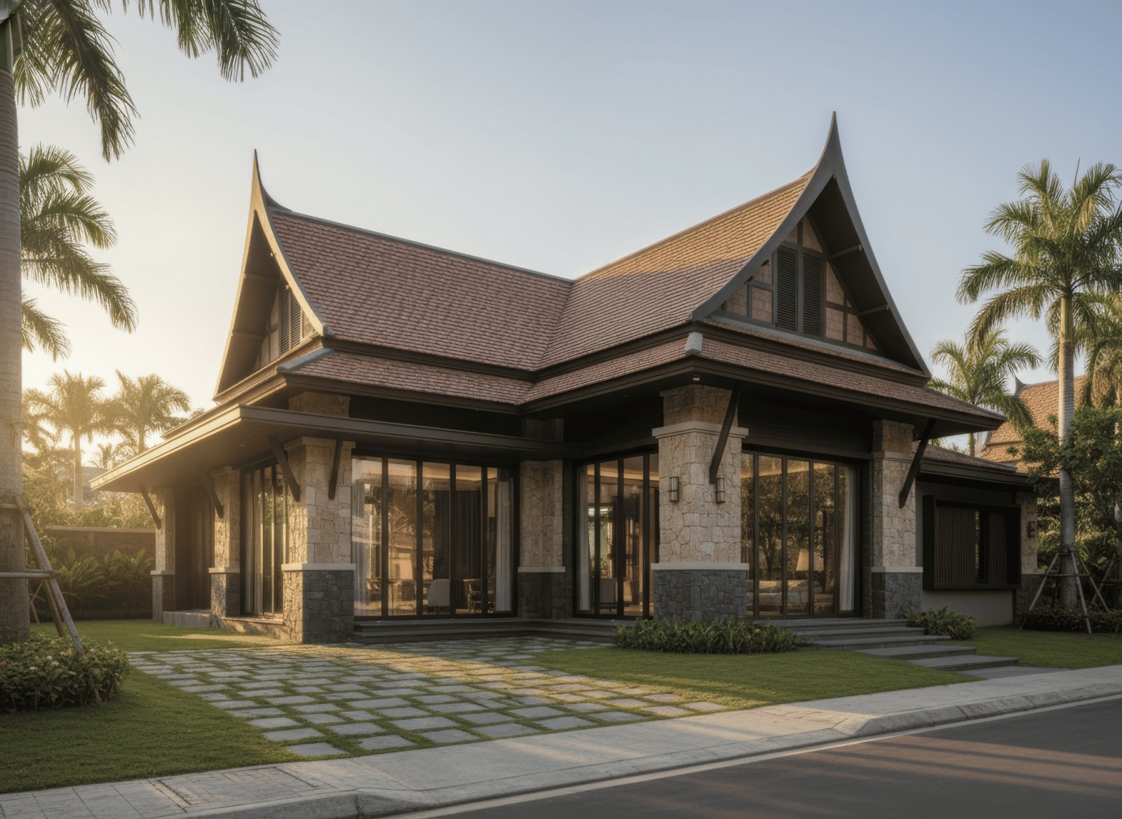 45+ Mẫu nhà mái thái 1 tầng 3 phòng ngủ đẹp, hiện đại ở Việt Nam