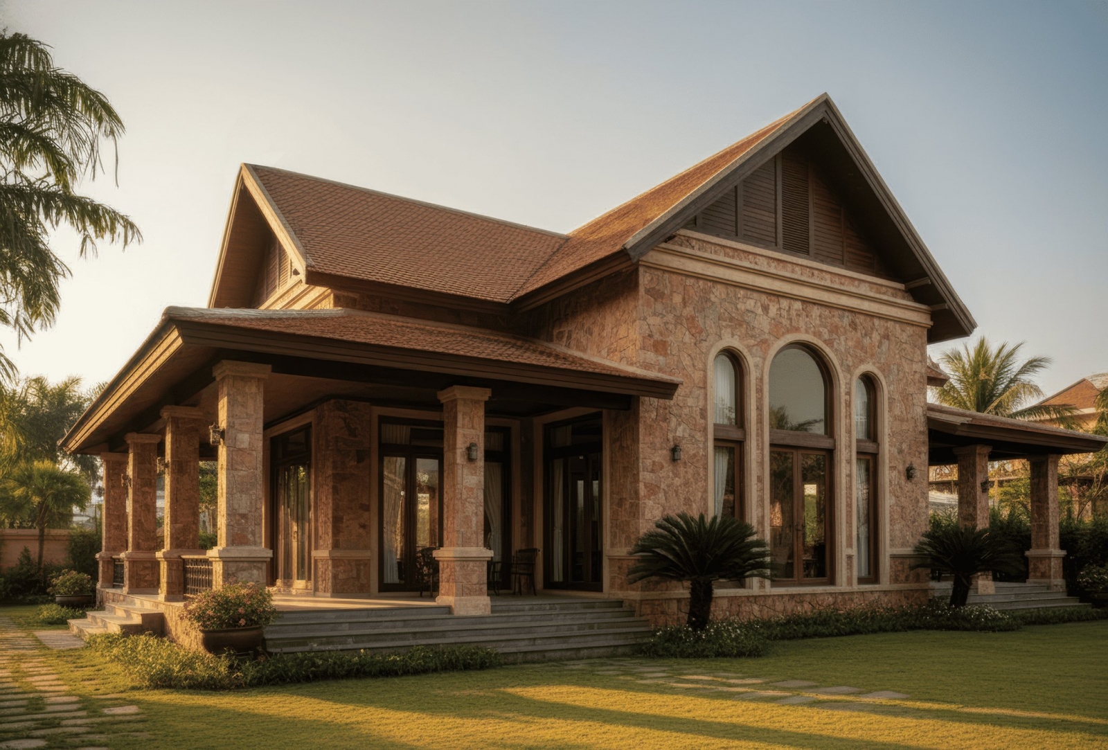 45+ Mẫu nhà mái thái 1 tầng 3 phòng ngủ đẹp, hiện đại ở Việt Nam