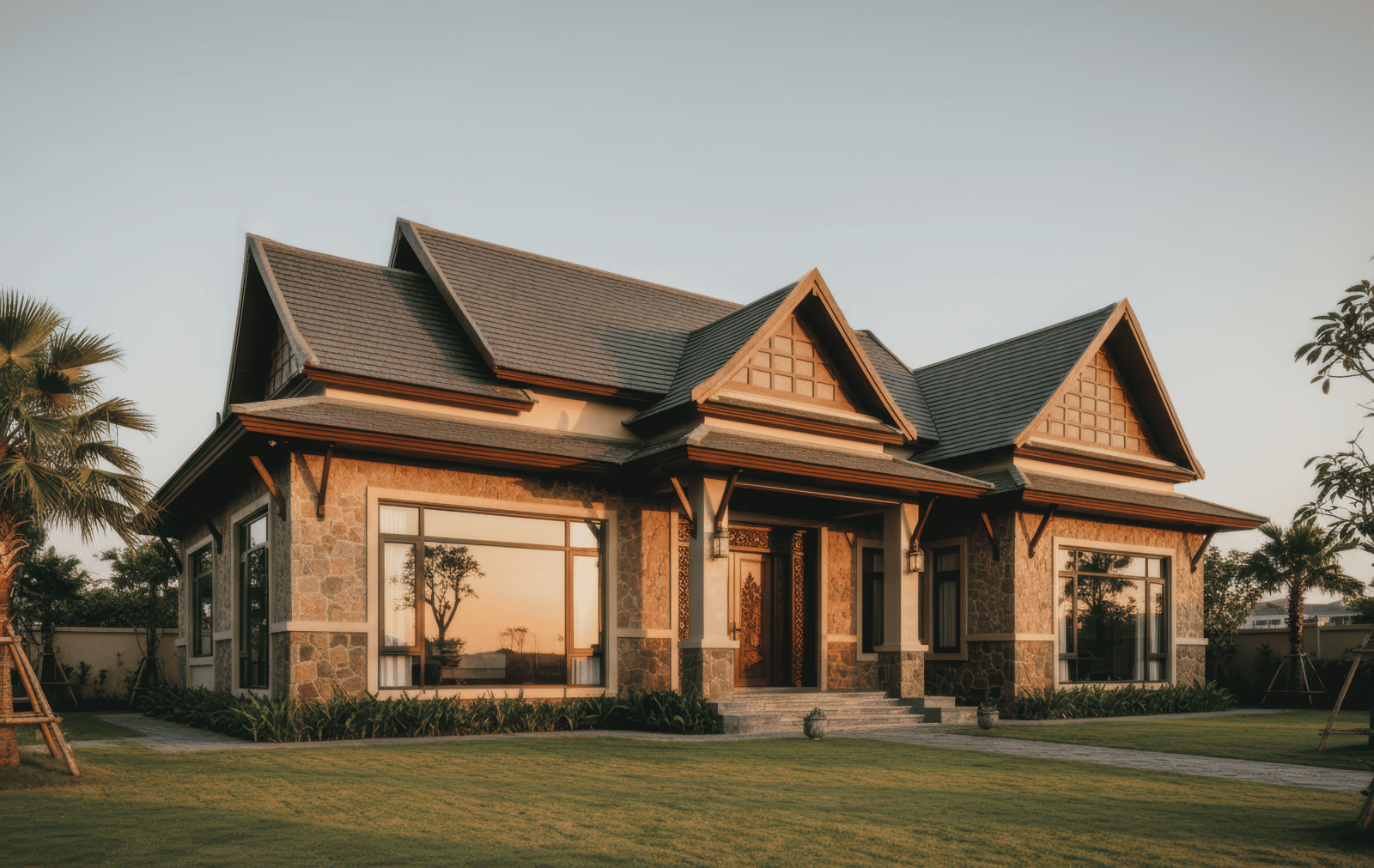 45+ Mẫu nhà mái thái 1 tầng 3 phòng ngủ đẹp, hiện đại ở Việt Nam