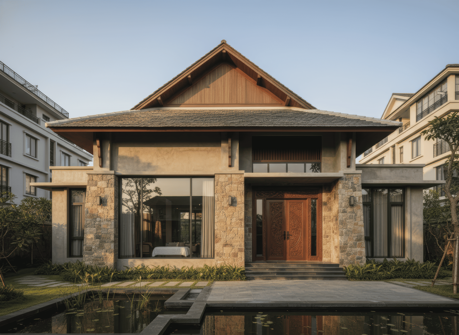 45+ Mẫu nhà mái thái 1 tầng 3 phòng ngủ đẹp, hiện đại ở Việt Nam