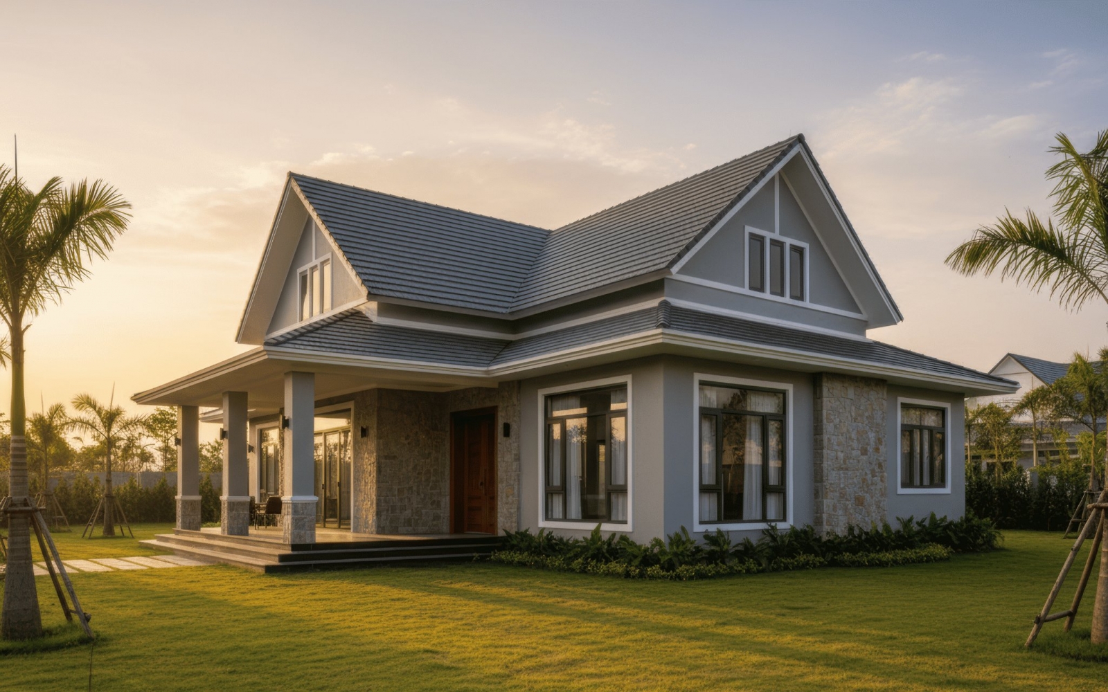 45+ Mẫu nhà mái thái 1 tầng 3 phòng ngủ đẹp, hiện đại ở Việt Nam