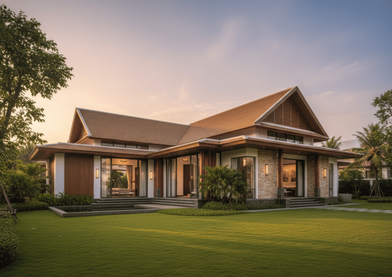 45+ Mẫu nhà mái thái 1 tầng 3 phòng ngủ đẹp, hiện đại ở Việt Nam