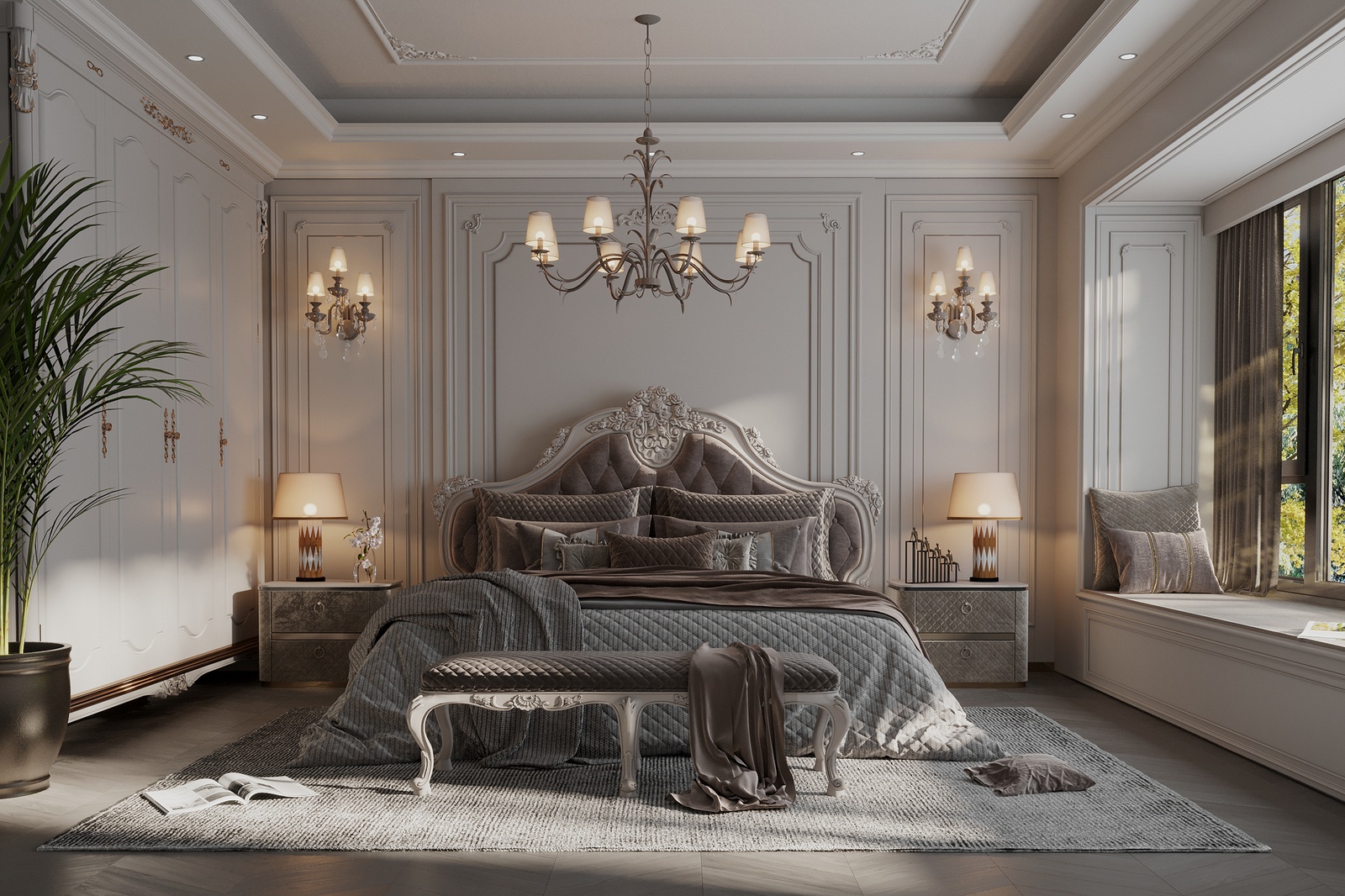 Tổng hợp 20 mẫu thiết kế nội thất phòng ngủ tân cổ điển đẹp, sang trọng xu hướng 2022