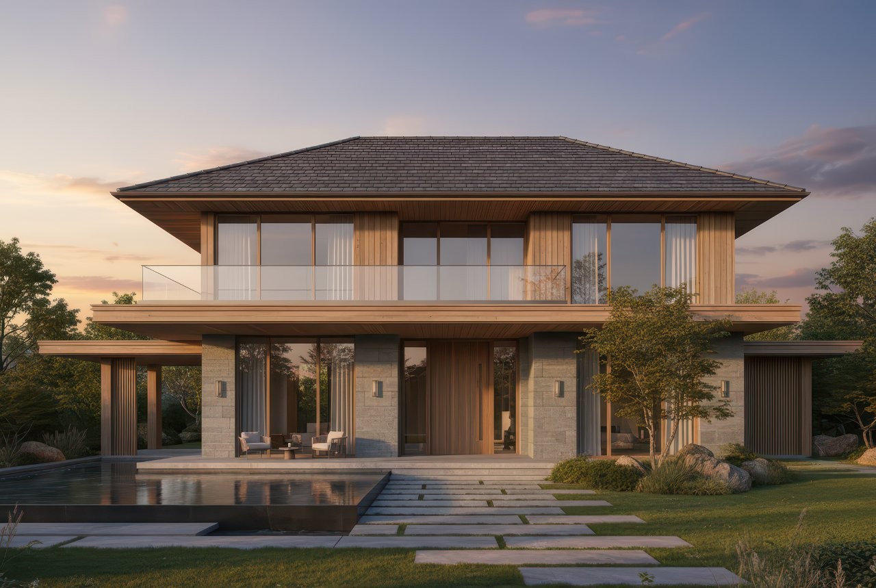 mẫu nhà vườn 2 tầng đơn giản