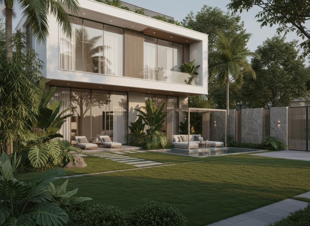 biệt thự nhà vườn 2 tầng hiện đại