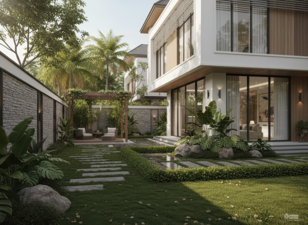 biệt thự nhà vườn 2 tầng hiện đại