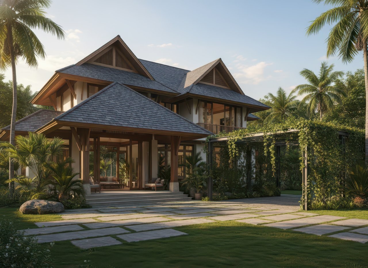 nhà vườn 2 tầng đẹp