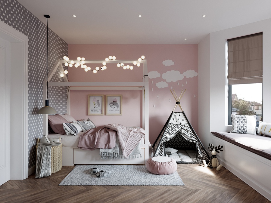 Giường của bé gái thêm lộng lẫy với đèn LED trang trí