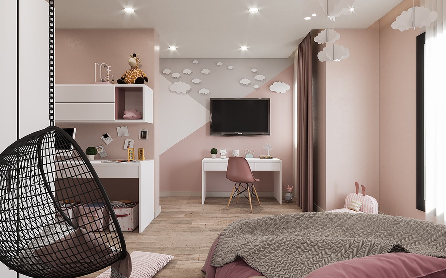 Mẫu 4: Phòng ngủ trẻ em màu hồng dễ thương
