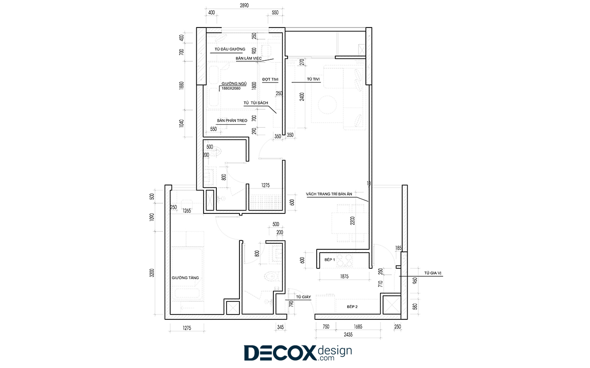 Thiết kế nội thất căn hộ Hado Centrosa 80m2 de190109