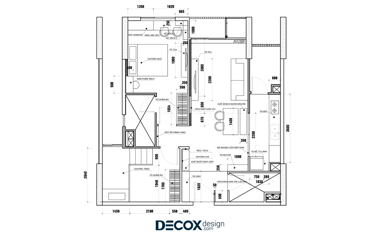 Thiết kế nội thất căn hộ Hado Centrosa 90m2 de190060