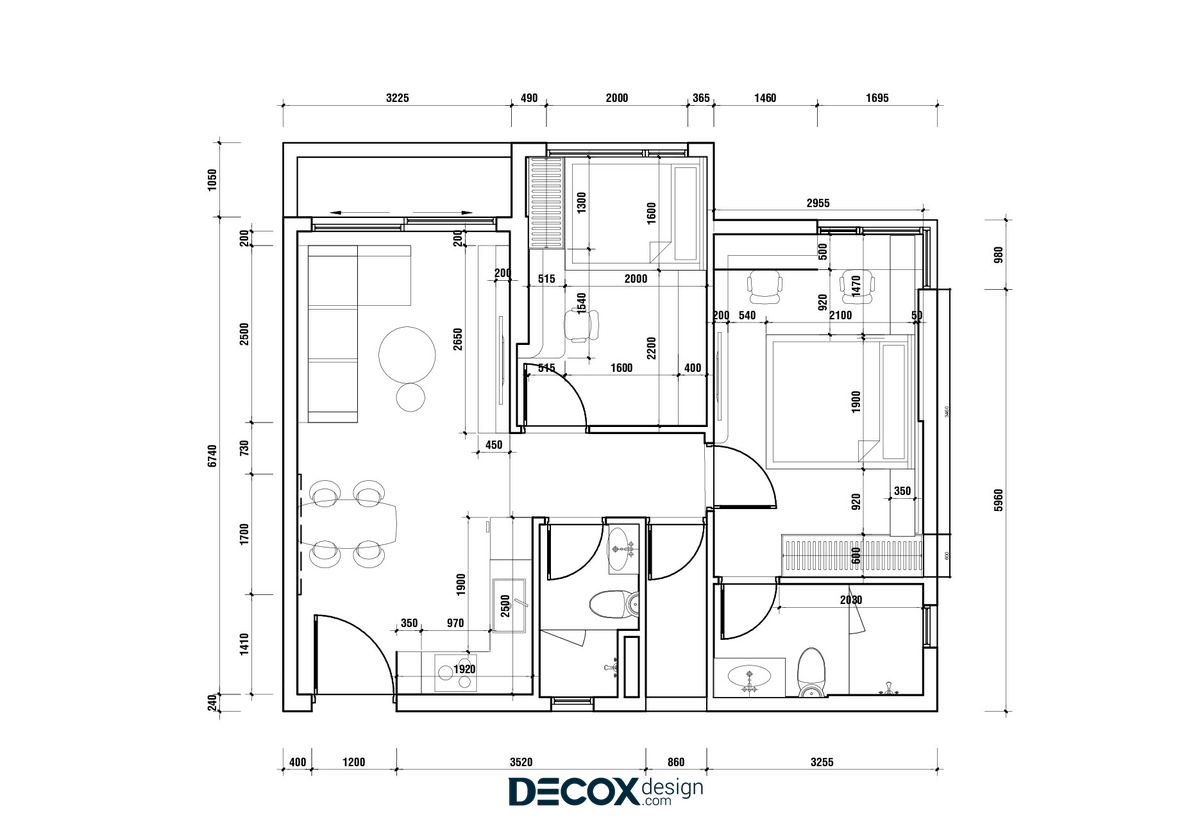Thiết kế nội thất căn hộ Safira Khang Điền 63m2 cde20011