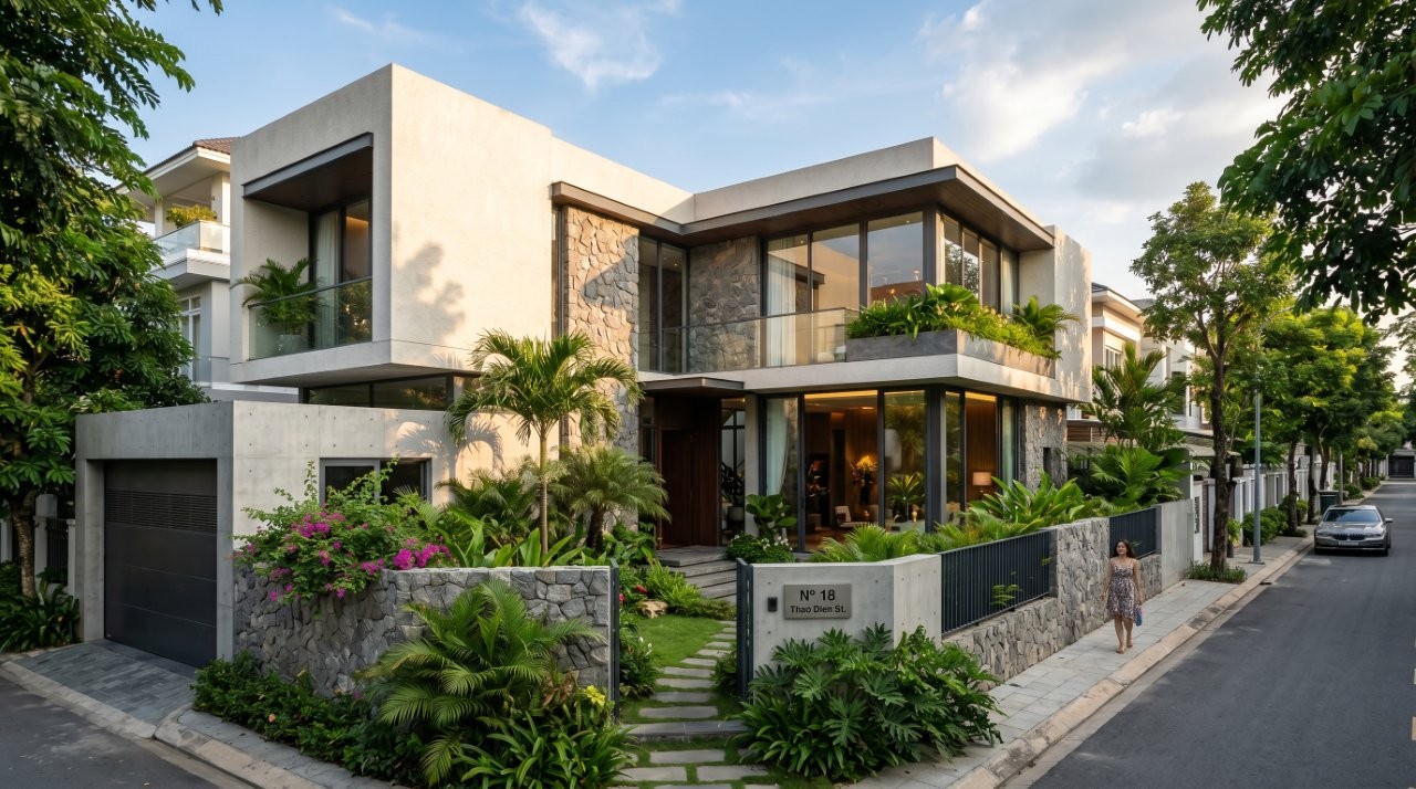 nhà chữ l 2 tầng hiện đại đẹp