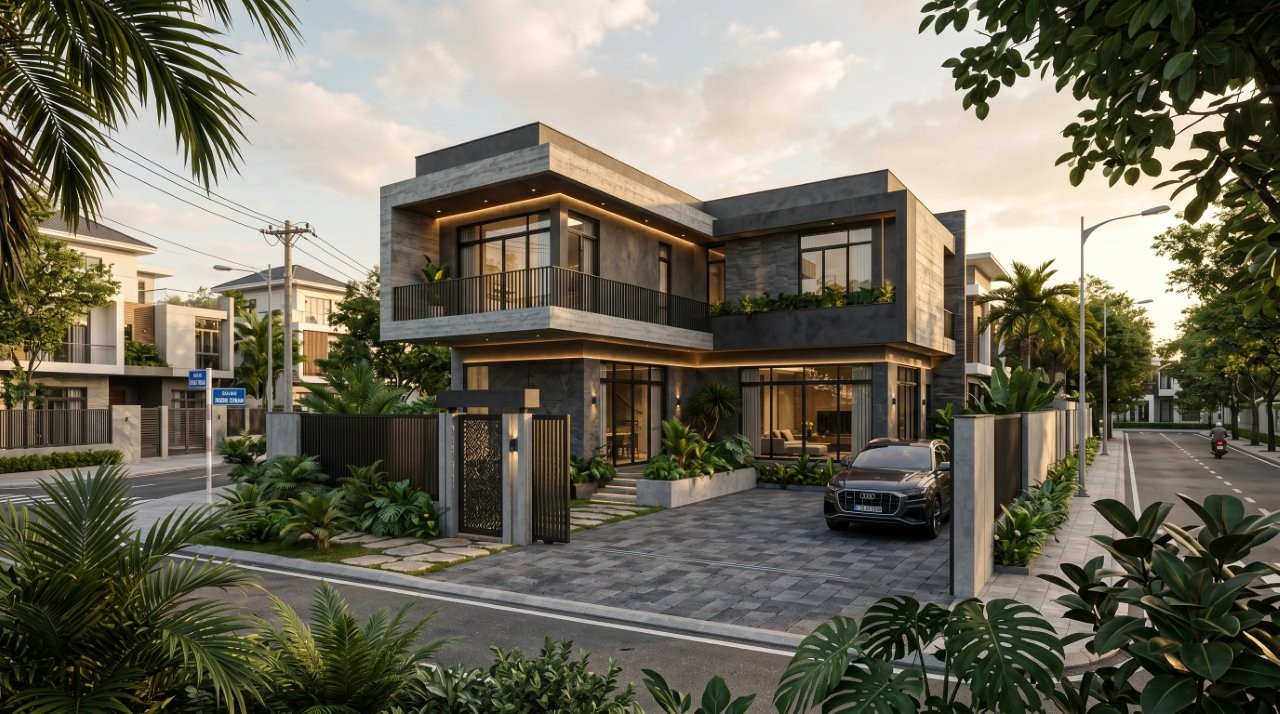 mẫu nhà chữ l đẹp ở nông thôn