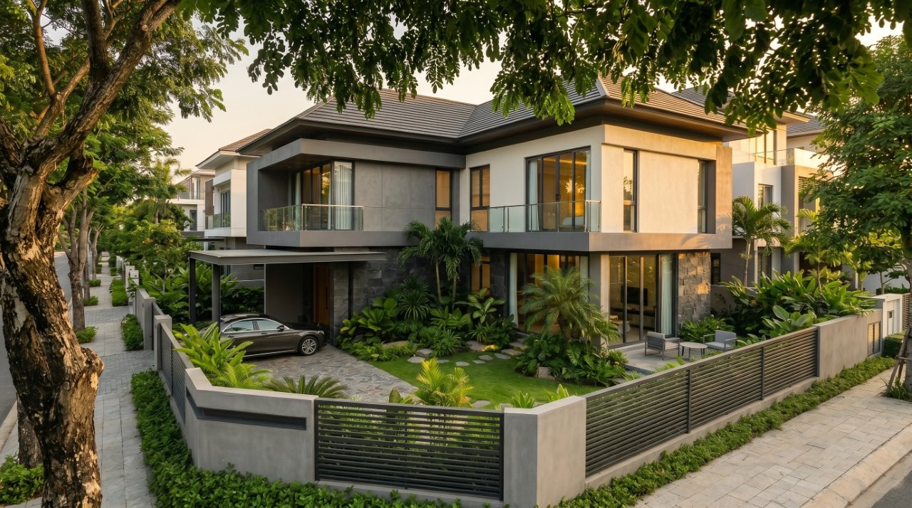 mẫu nhà chữ l 2 tầng hiện đại đẹp