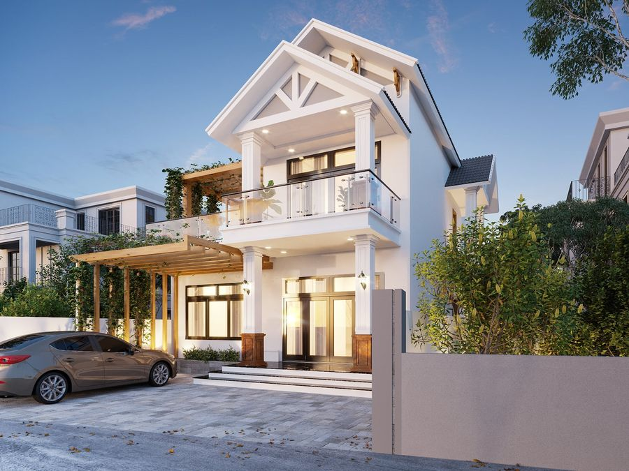 hình ảnh 3D nhà ống 2 tầng đẹp