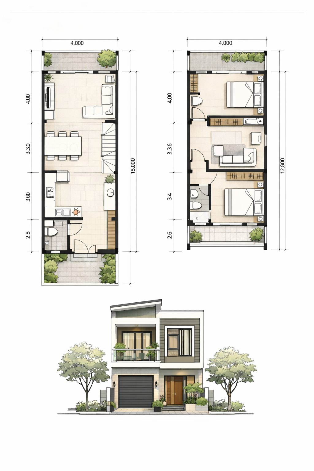 mẫu nhà ống 2 tầng ở nông thôn 500 triệu