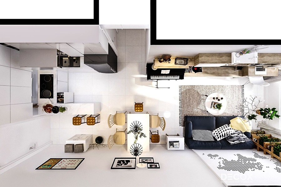 Mẫu thiết kế nội thất căn hộ 64m2 tinh tế | Decox Design