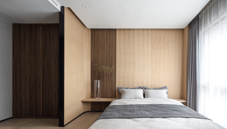Phòng ngủ tối giản theo kiểu Nhật ấm áp với chất liệu gỗ