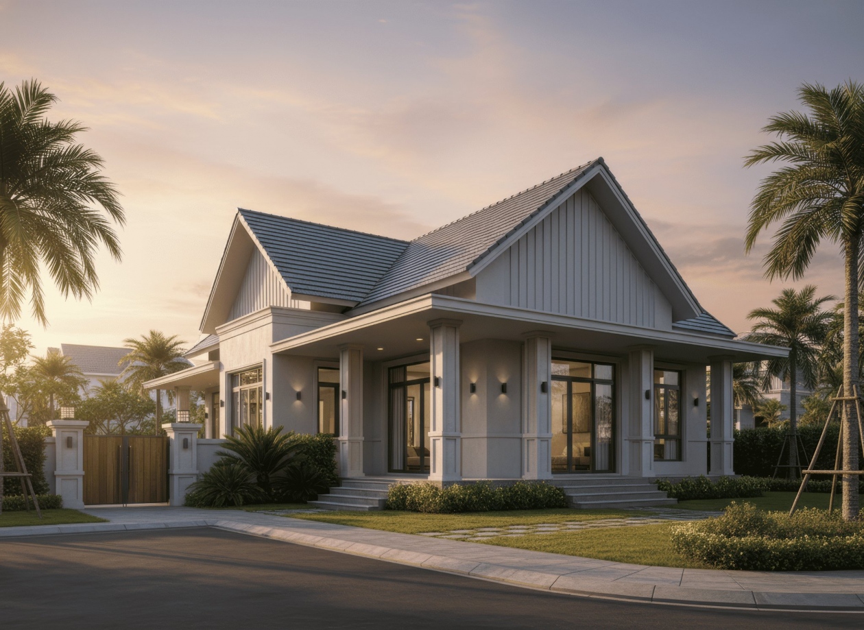 45+ Mẫu nhà mái thái 1 tầng 3 phòng ngủ đẹp, hiện đại ở Việt Nam