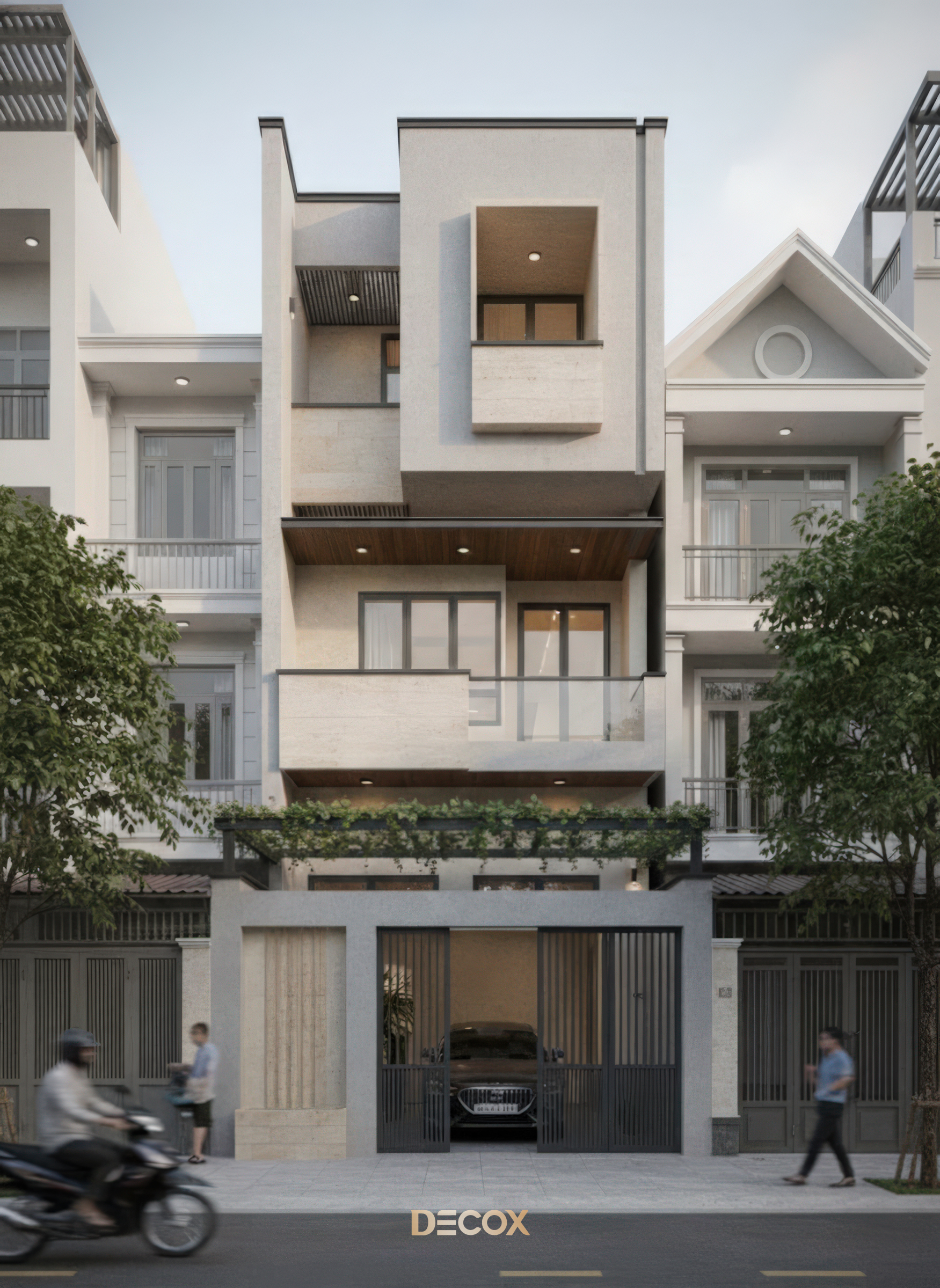 mặt tiền nhà ống 3 tầng đơn giản