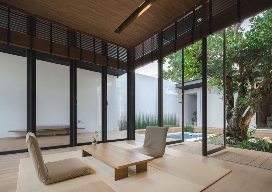 Ngôi nhà hiện đại yên bình theo phong cách thiền ở Thái Lan có sân vườn và hồ bơi