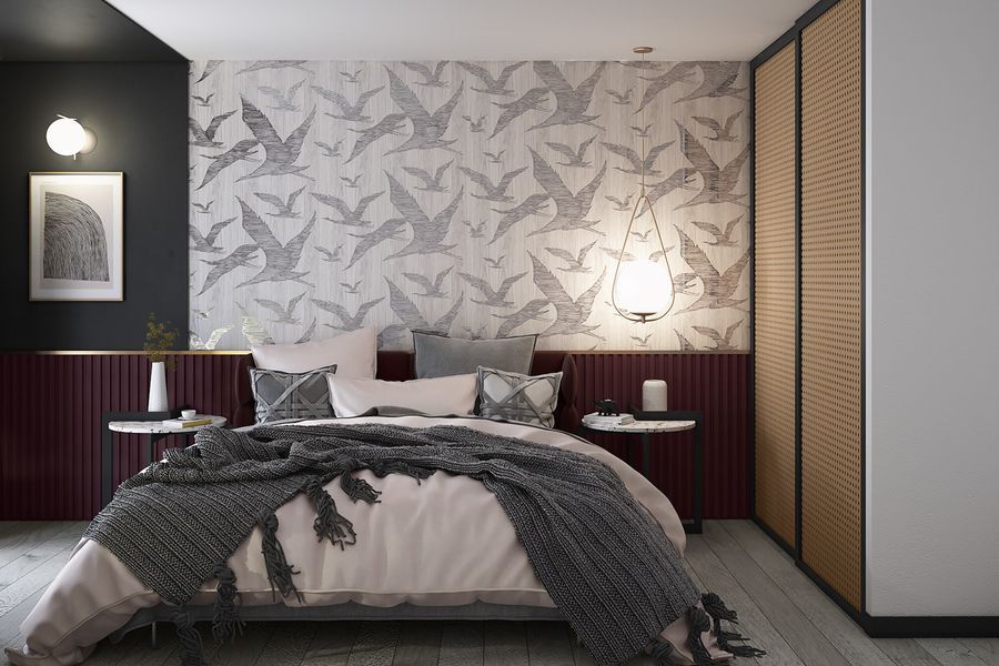 Thiết kế nội thất phòng ngủ đẹp với giấy dán tường 