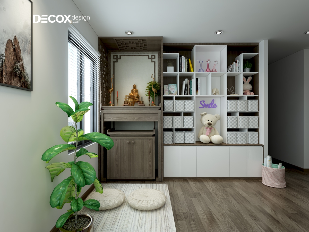 Bố trí phòng khách kết hợp phòng thờ sang trọng hút tài lộc