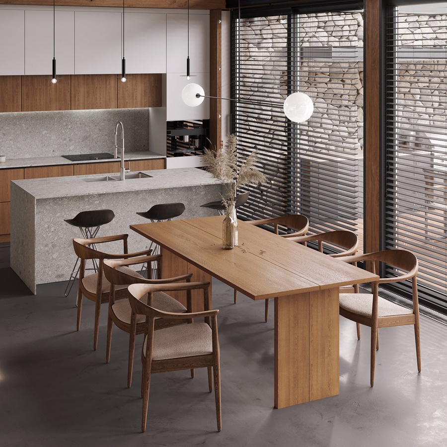 Mẫu thiết kế phòng bếp theo phong cách Rustic hiện đại