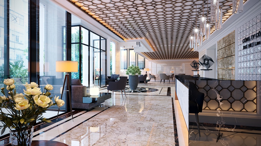 20+ Mẫu thiết kế sảnh khách sạn đẹp, sang trọng dẫn đầu xu hướng 2021