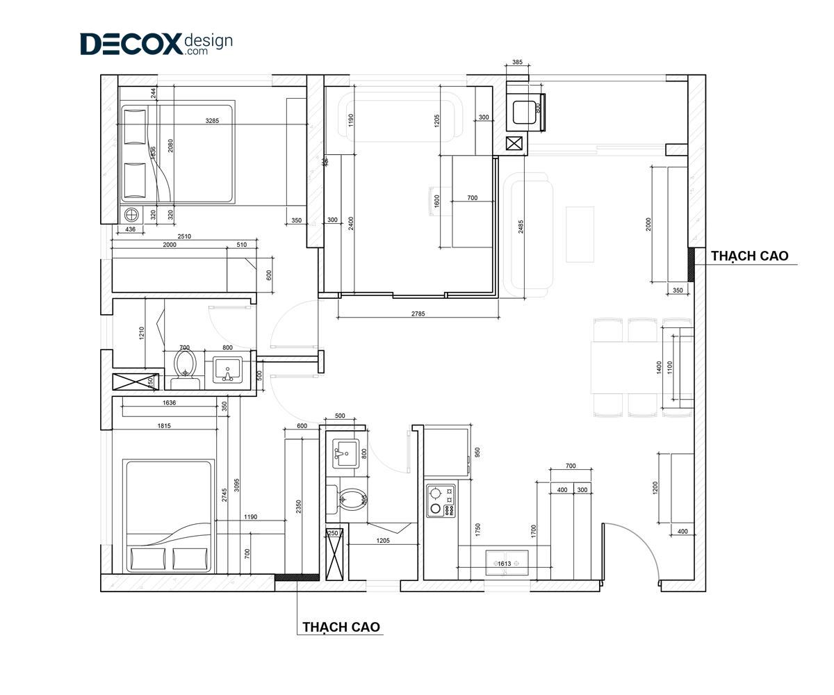 Thiết kế nội thất căn hộ The Sun Avenue 100m2 de180125