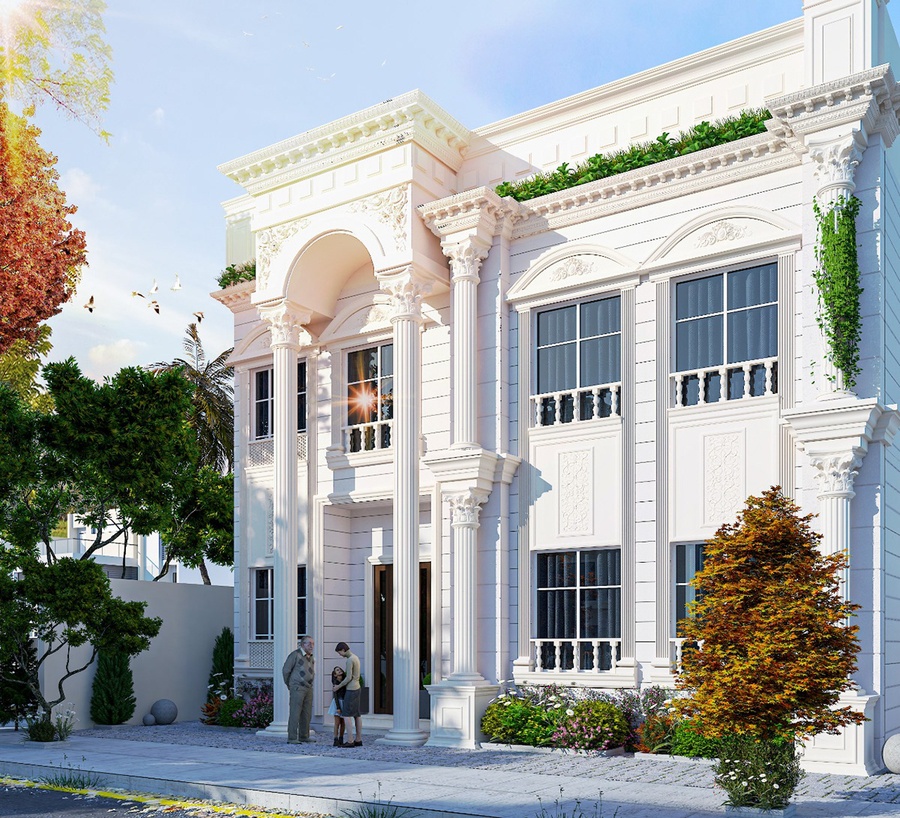 20+ Mẫu thiết kế biệt thự kiểu Pháp 1 2 3 tầng đẹp, sang trọng 2021