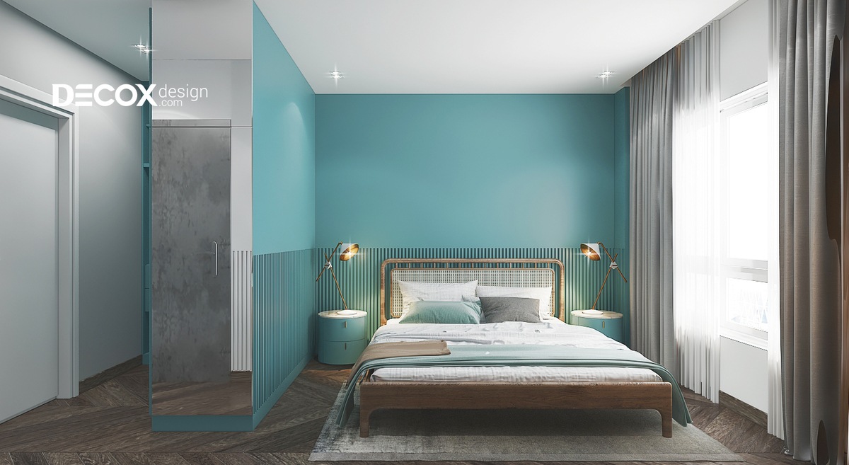 Phòng ngủ đẹp bé trai màu xanh PNBT12