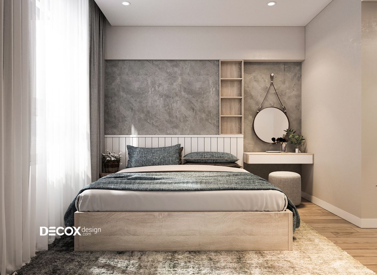 Phòng ngủ master phong cách tối giản, gam màu nhẹ nhàng
