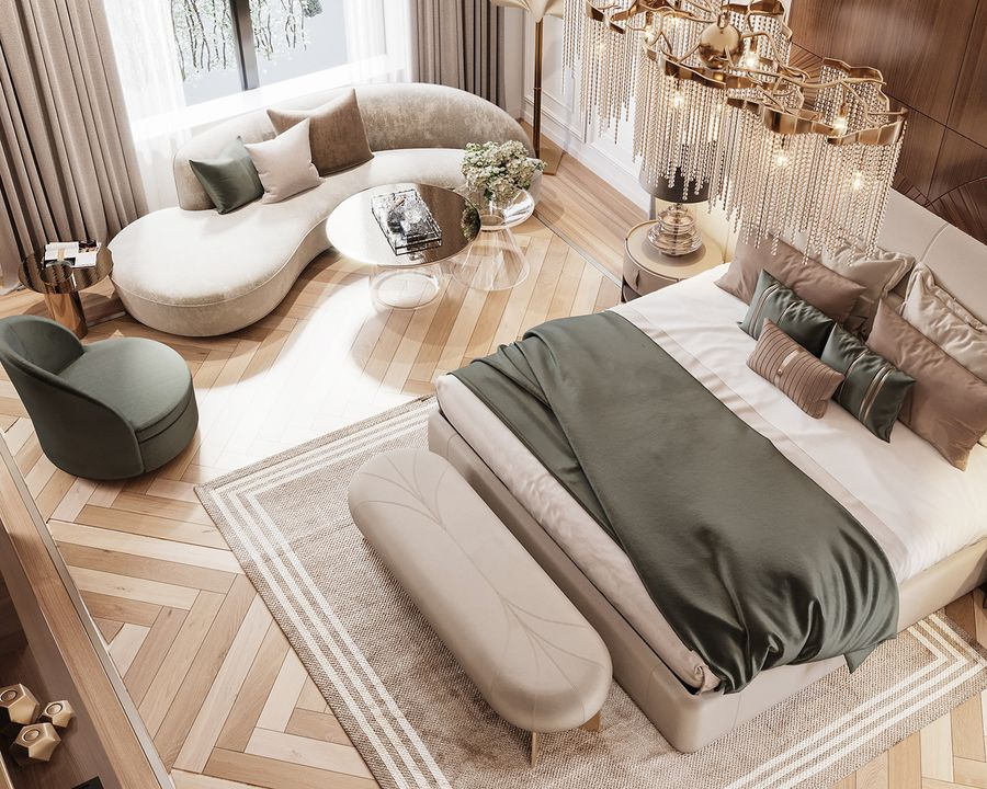 mặt bằng phòng ngủ master 30m2