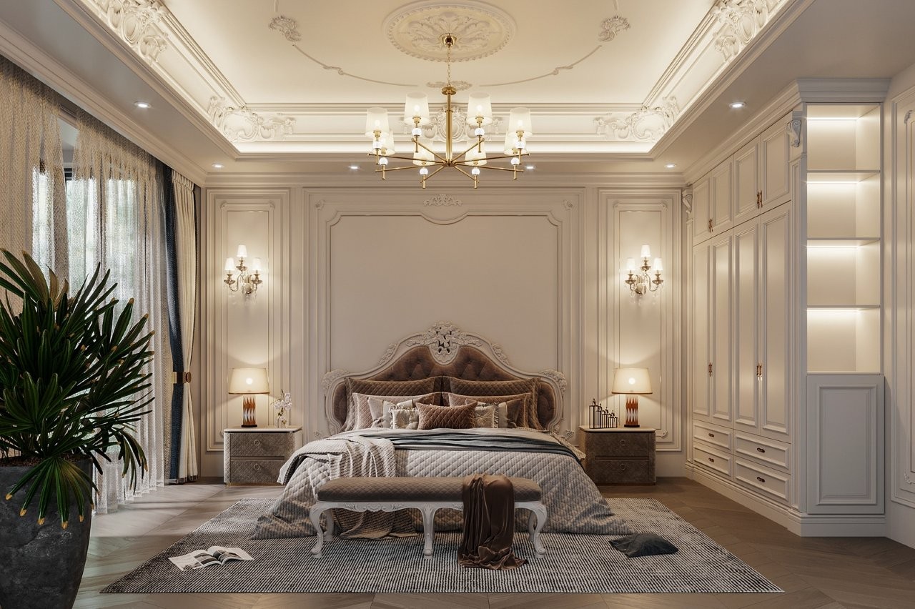 thiết kế phòng ngủ 30m2 có phòng thay đồ