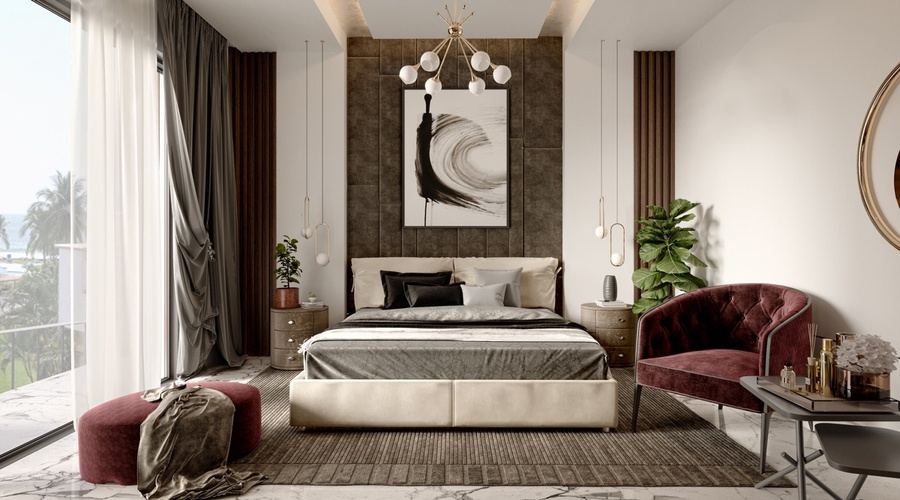 mặt bằng phòng ngủ master 30m2