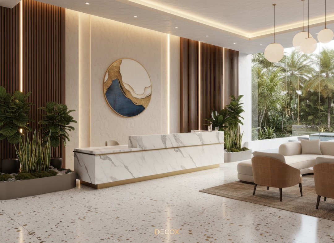 30+ Mẫu thiết kế quầy lễ tân (Văn phòng/Spa/Khách sạn) đẹp, hiện đại