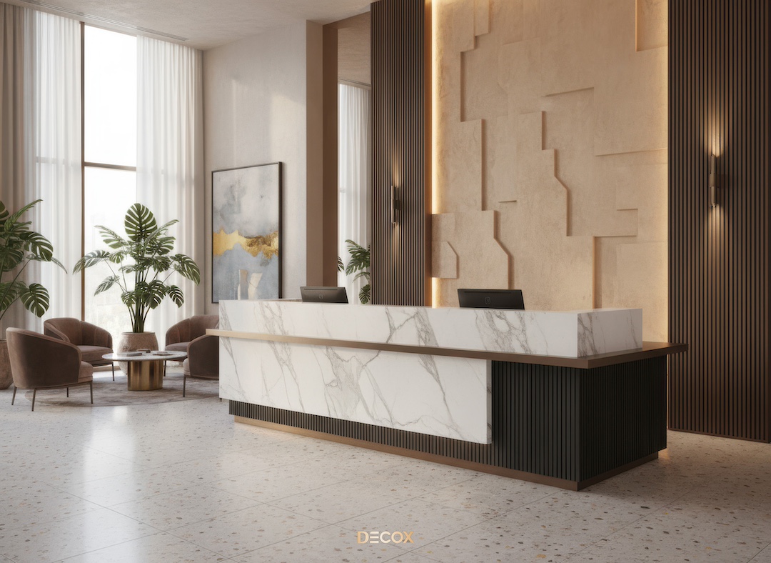 30+ Mẫu thiết kế quầy lễ tân (Văn phòng/Spa/Khách sạn) đẹp, hiện đại