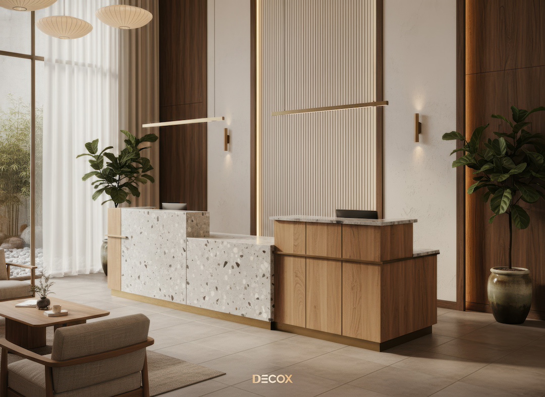 30+ Mẫu thiết kế quầy lễ tân (Văn phòng/Spa/Khách sạn) đẹp, hiện đại