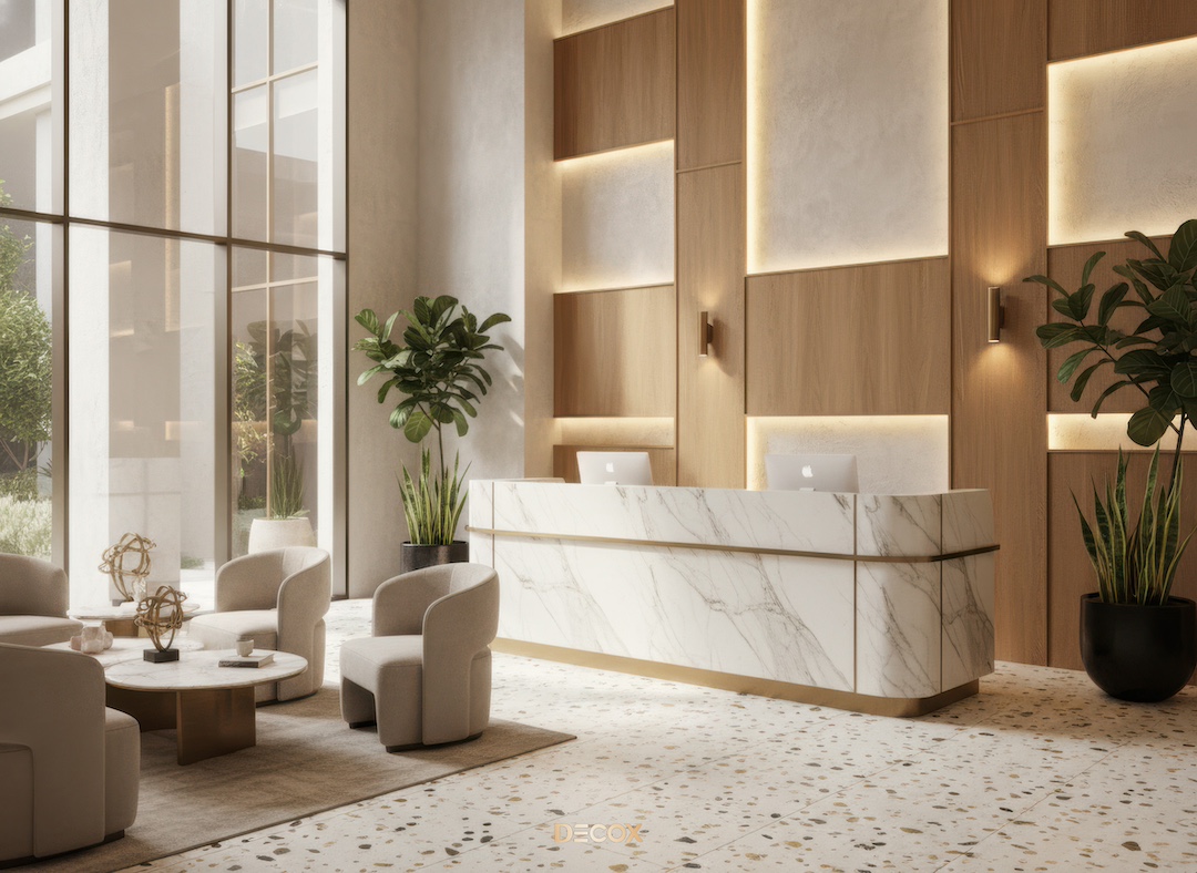 30+ Mẫu thiết kế quầy lễ tân (Văn phòng/Spa/Khách sạn) đẹp, hiện đại