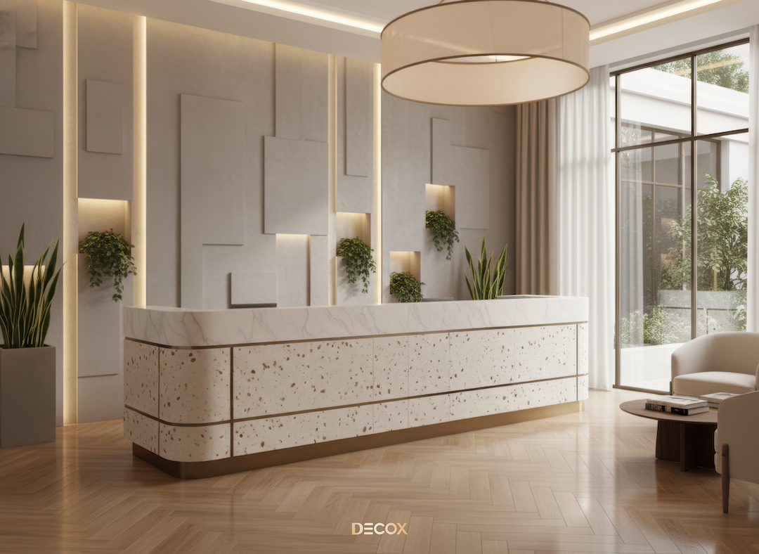 30+ Mẫu thiết kế quầy lễ tân (Văn phòng/Spa/Khách sạn) đẹp, hiện đại