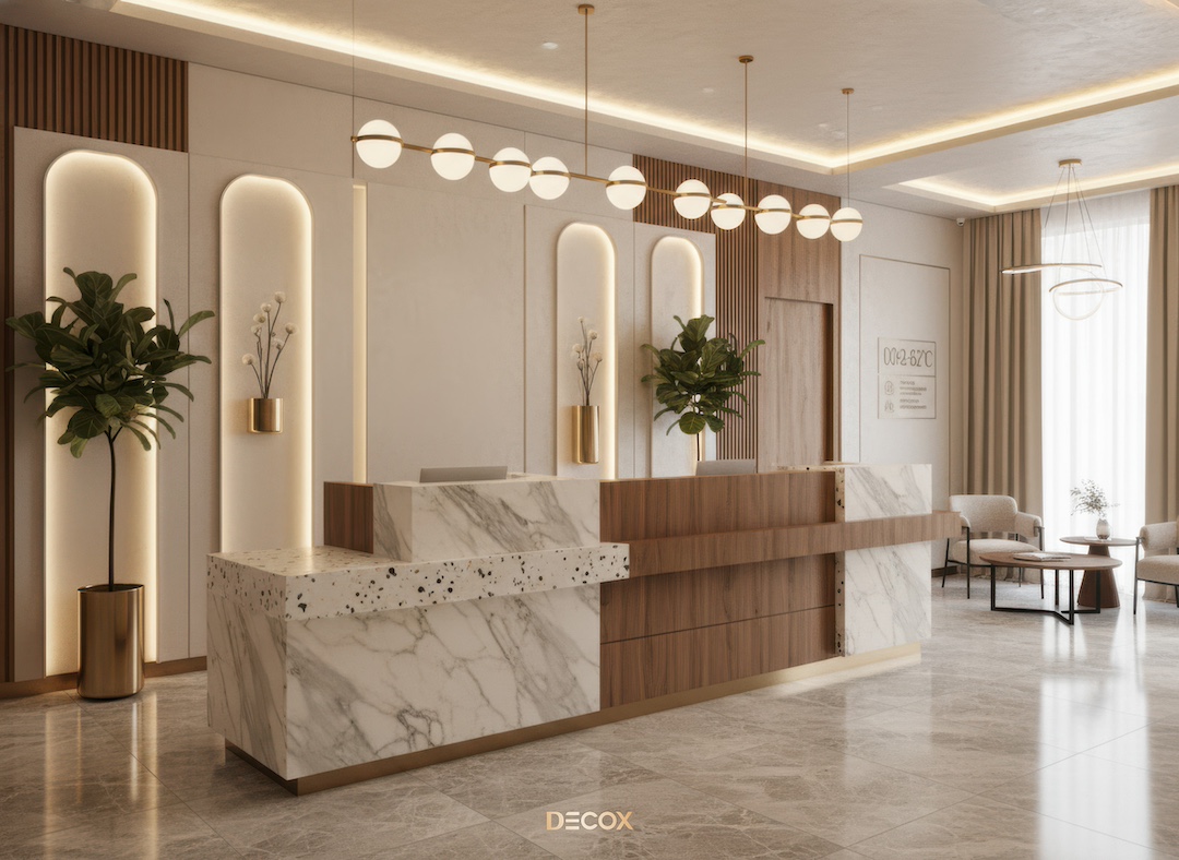 30+ Mẫu thiết kế quầy lễ tân (Văn phòng/Spa/Khách sạn) đẹp, hiện đại
