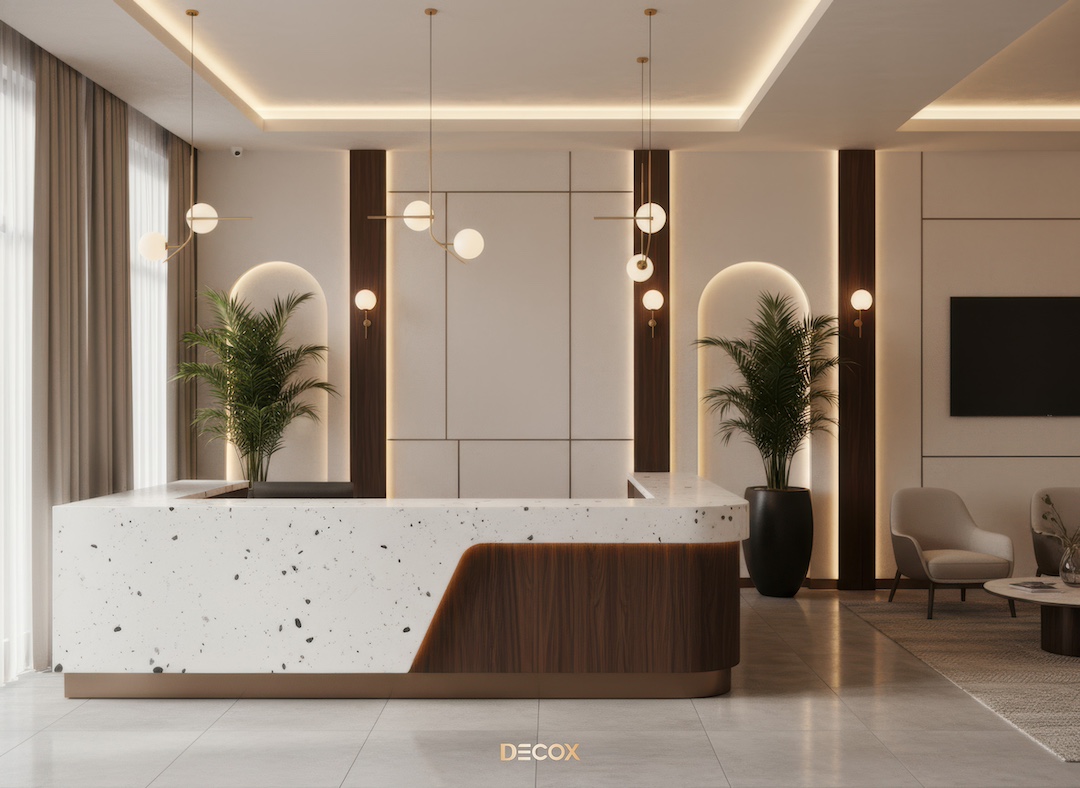 30+ Mẫu thiết kế quầy lễ tân (Văn phòng/Spa/Khách sạn) đẹp, hiện đại